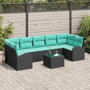Set Divano da Giardino 8 pcs Nero e Turchese polyrattan 3354635