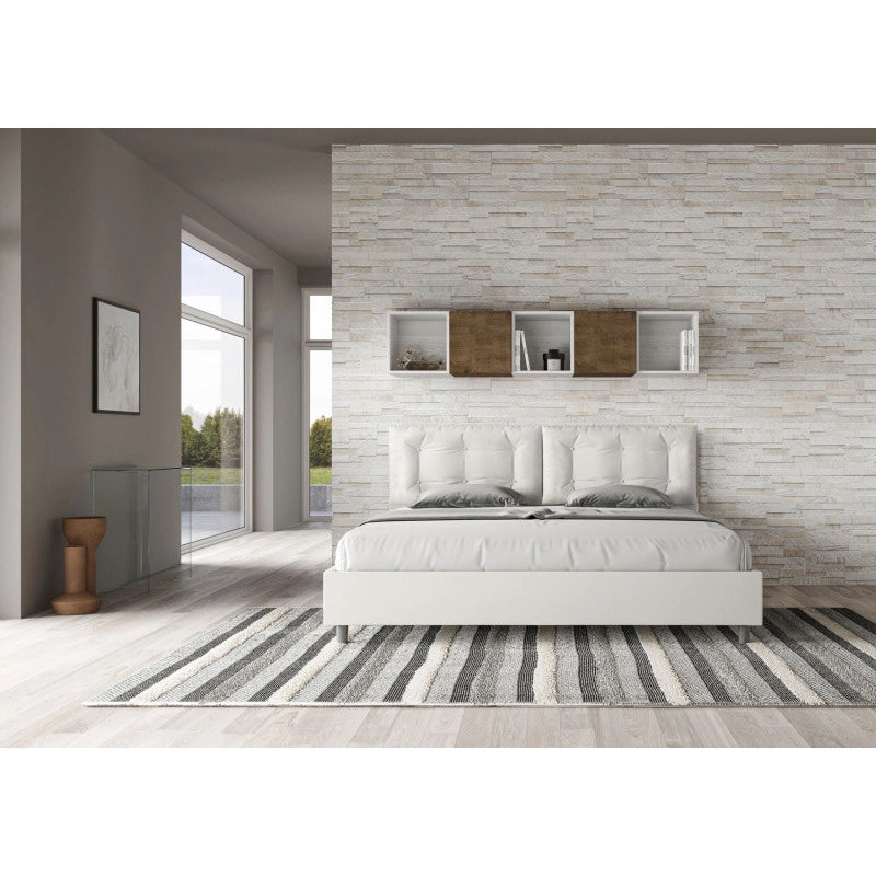 Letto imbottito Matrimoniale 200x200 cm Large - Bianco,Similpelle,Senza rete