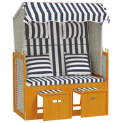 Strandkorb con Cuscini in Polyrattan Legno Massello Bianco Blu CFW6301023