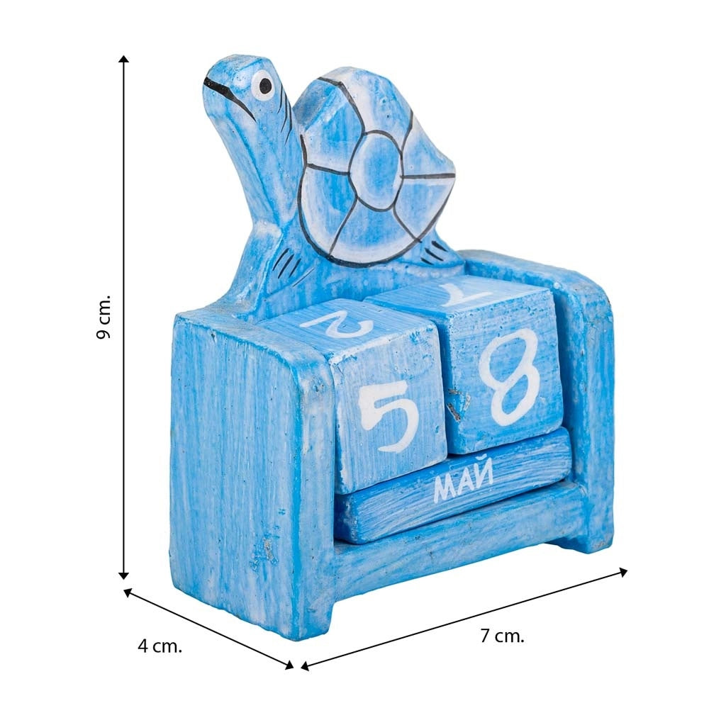 Calendario in legno blu 7x4x9h