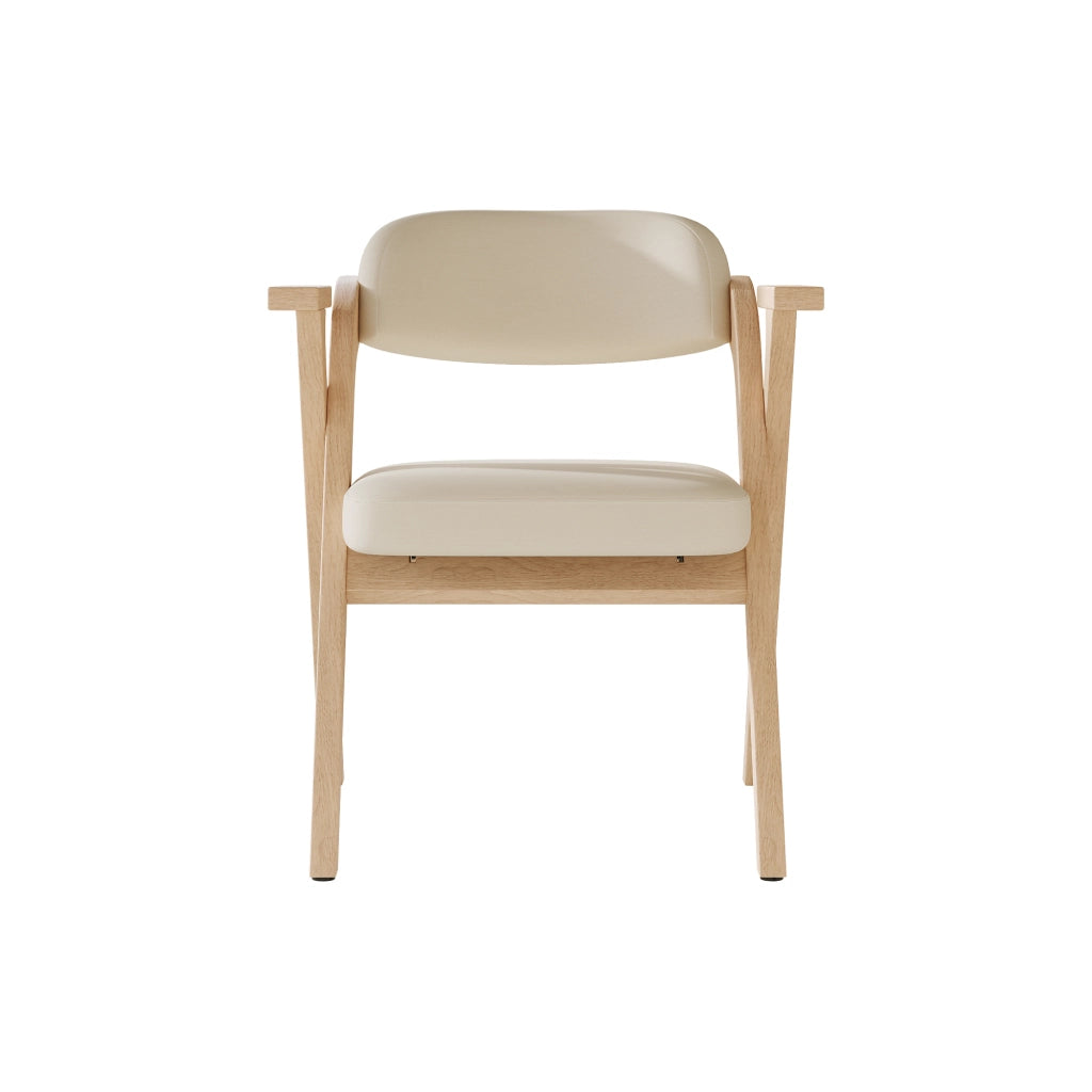 Set di 2 sedie pieghevoli da pranzo in legno massello beige con braccioli salvaspazio