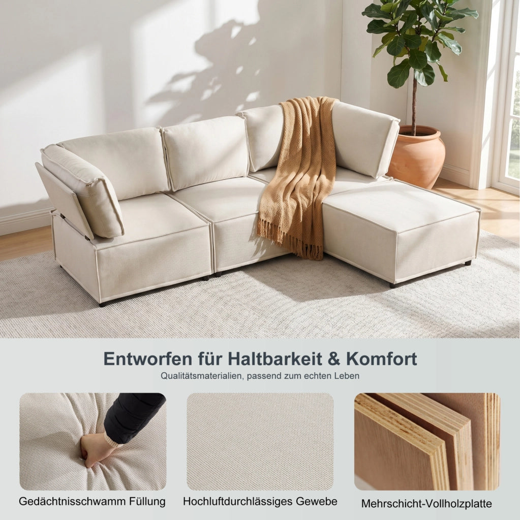 DIVANO Modulare Configurabile 238x154x75 cm Beige