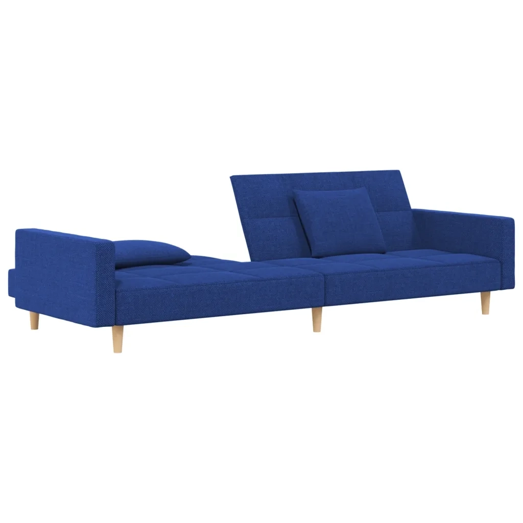 Divano letto | Sof¨¤ letto | Letto singolo a 2 Posti con 2 Cuscini Blu in Tessuto