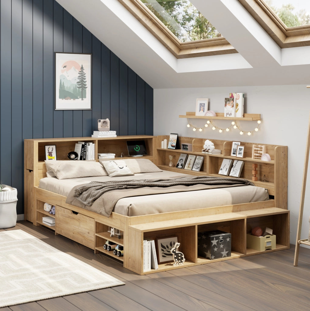 Letto multifunzionale per bambini 140x200 cm con ampio spazio contenitivo