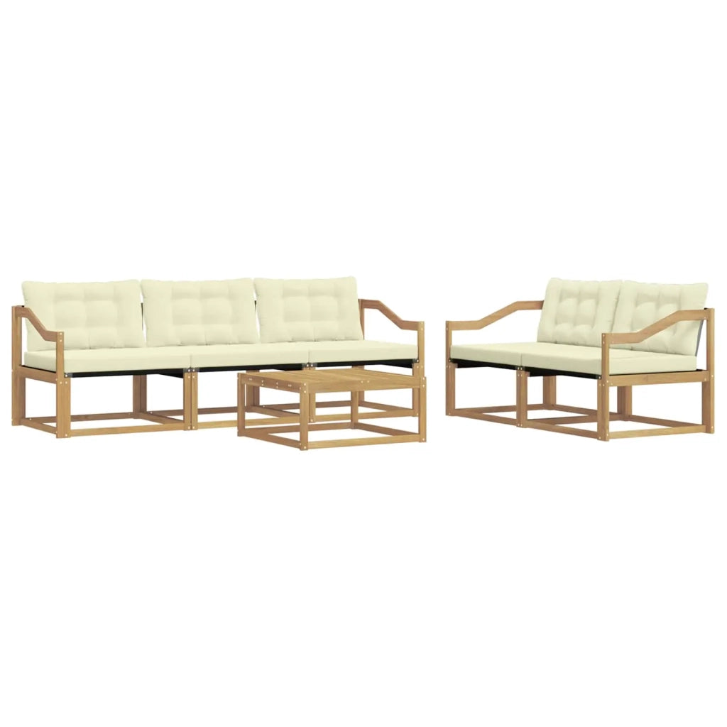 Set di divani da esterno 6 pz Bianco e Crema 3388428