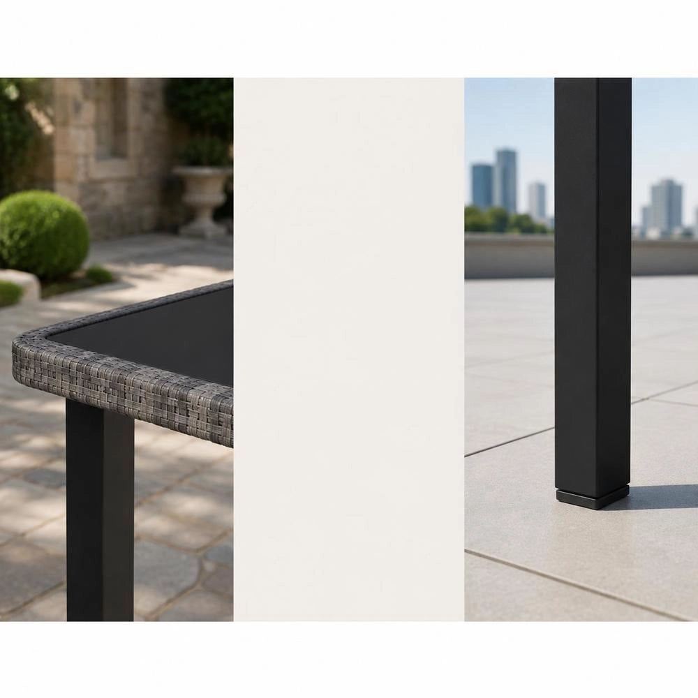 Garden Dining Table, Grey, 180x70x73 Cm, Poly Rattan