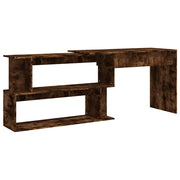 Scrivania | Tavolo da Ufficio Angolare Rovere Fumo 200x50x76cm in Legno Multistrato
