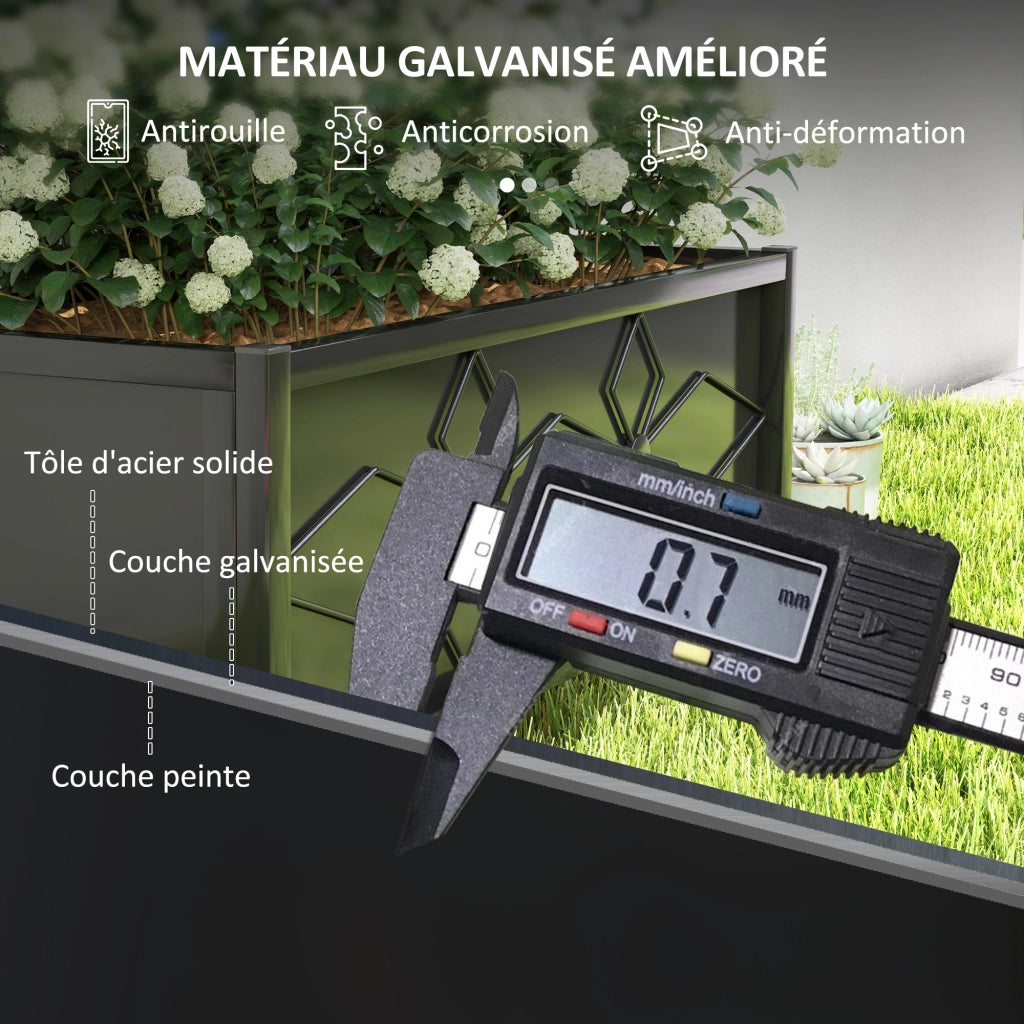 Fioriera Rialzata per Giardino con Griglia ¨C Minimal ¨C Nero Acciaio Galvanizzato 90x40x120 cm