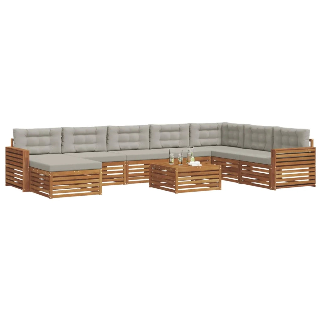 Set di divani da esterno 9 pcs Grigio Naturale e Chiaro 3373986