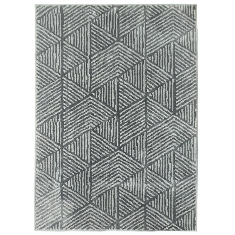 Tappeto da soggiorno lavabile 170 × 120 cm in polipropilene grigio scuro con motivo geometrico moderno