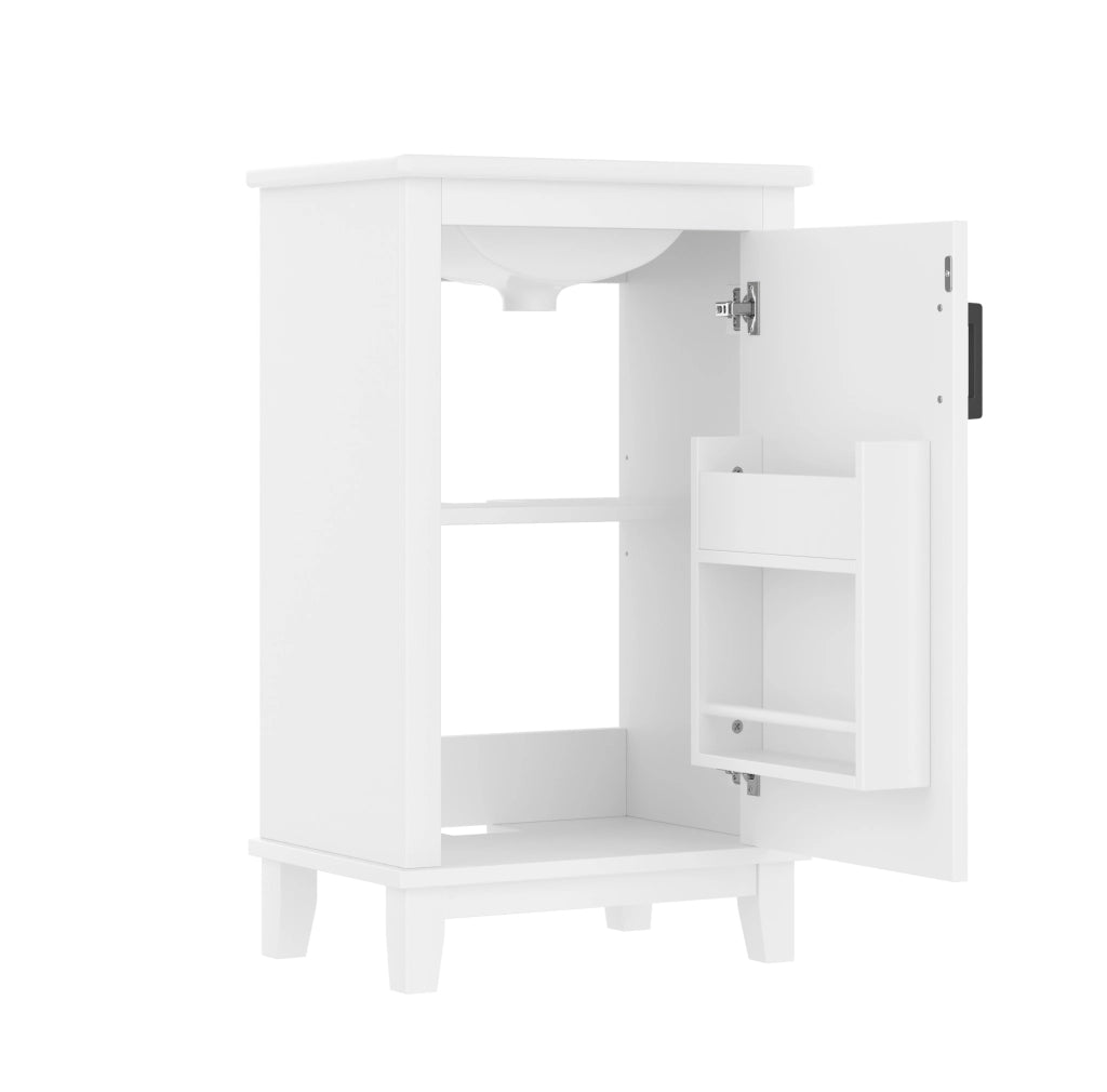 Mobile bagno bianco 51x34x83 cm con lavabo in ceramica integrato e ripiani regolabili