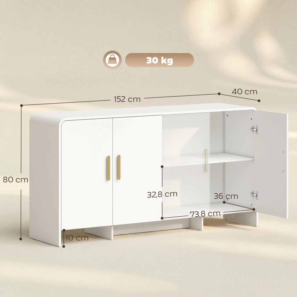 Mobile TV con ante e ripiani ¨C zephmum ¨C Bianco 152x40x80 cm