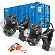 Assali per ruote per container 8 fori, nero, kit con sistema di cricchetto, per spostamenti da 6 m a 12 m, resistente e facile da montare per banchine