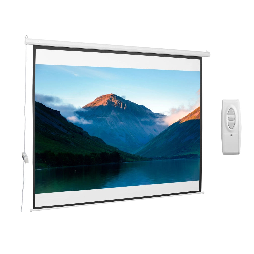 EasyComfort Schermo per Proiettore 120 Pollici Formato 4:3 Regolabile con Telecomando, Schermo di Proiezione Motorizzato Compatto, Installazione a Parete o Soffitto, 244x183 cm, Bianco