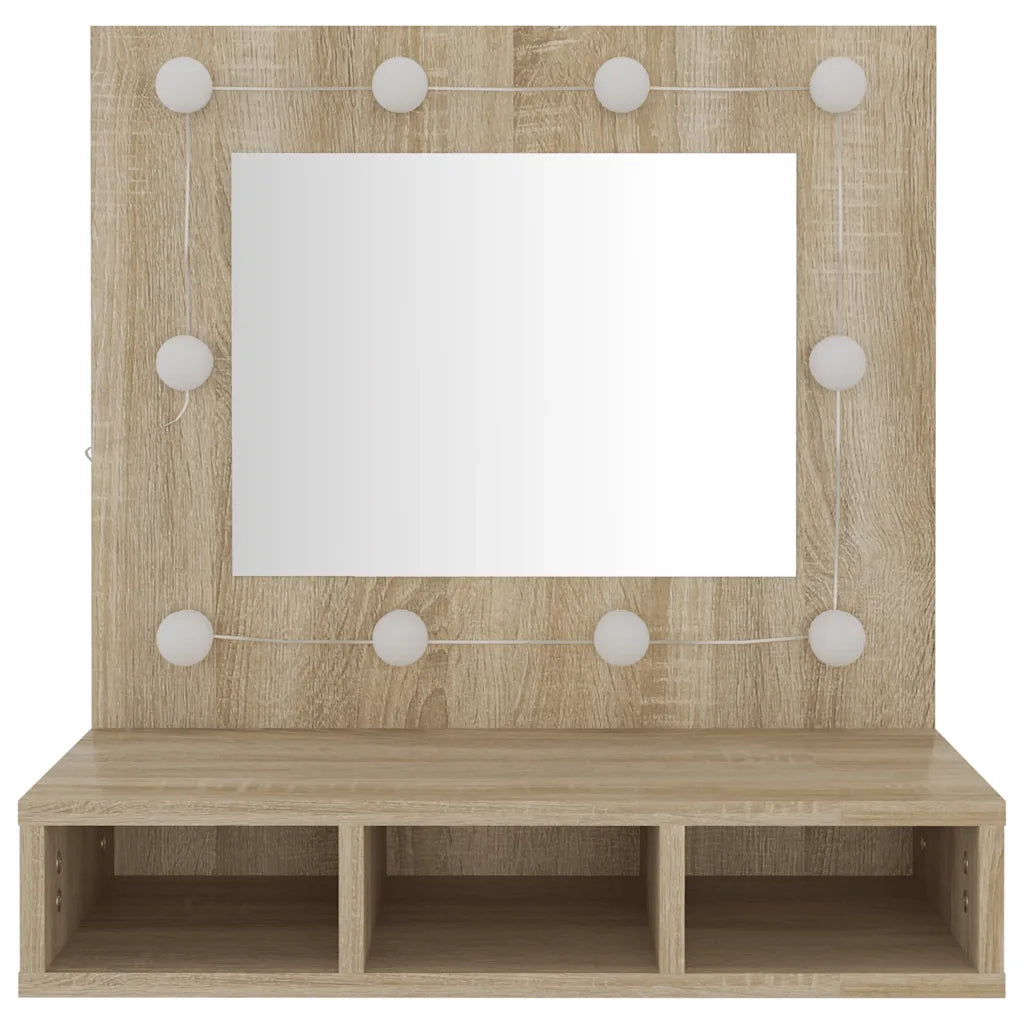 Mobile a Specchio con LED-Armadietto a Specchio Rovere Sonoma 60x31,5x62 cm