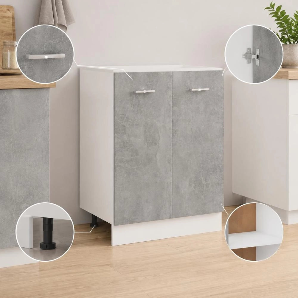 Base Cabinet Lyon Concrete Grey 60x46x81.5 Cm Wood-based Material