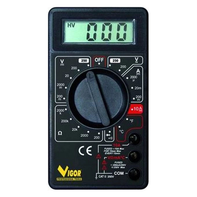 Vigor 35605-10 Sirio Tester Digitale 250V Tensione Continua Alternata Resistenza 200-2000 kOhm Test Diodo