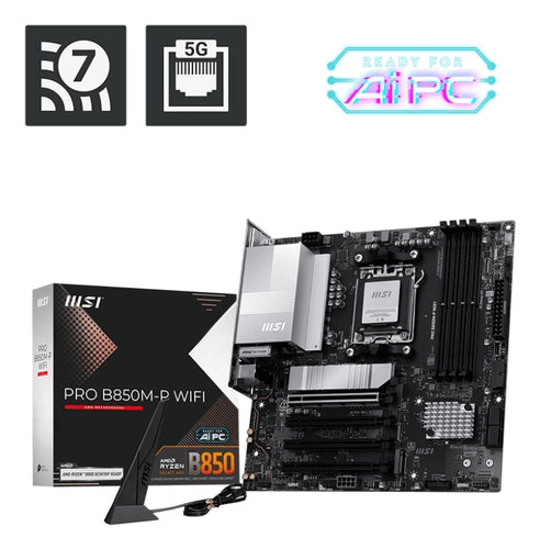 Msi mb b850m-p wifi,b850,am5,4ddr5,1pci-ex16,3pci-ex1,3m.2,4sata3,3usb10g(1a+2c),6usb5g(6a) - 911-7E71-001