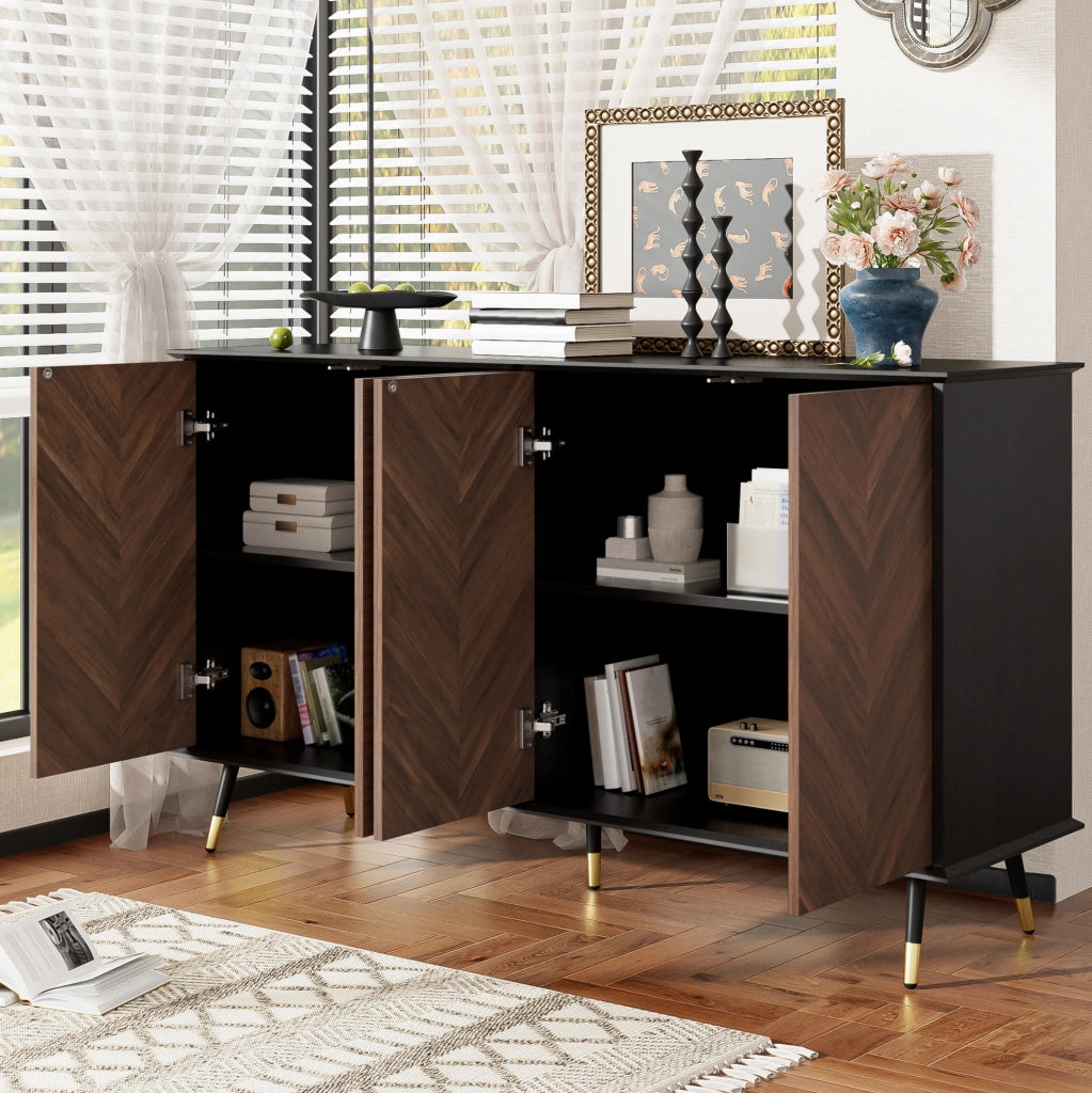Credenza moderna con 4 ante e ripiani regolabili
