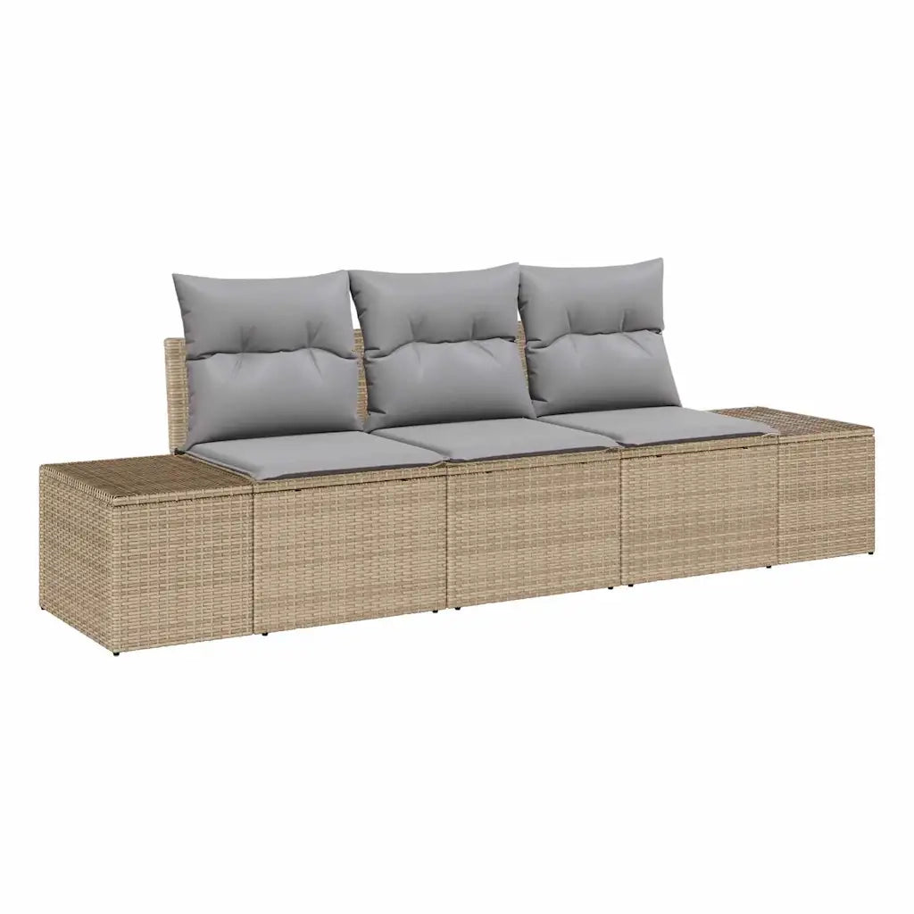 Set di divani con cuscino 3 pcs Beige polyrattan 3346920