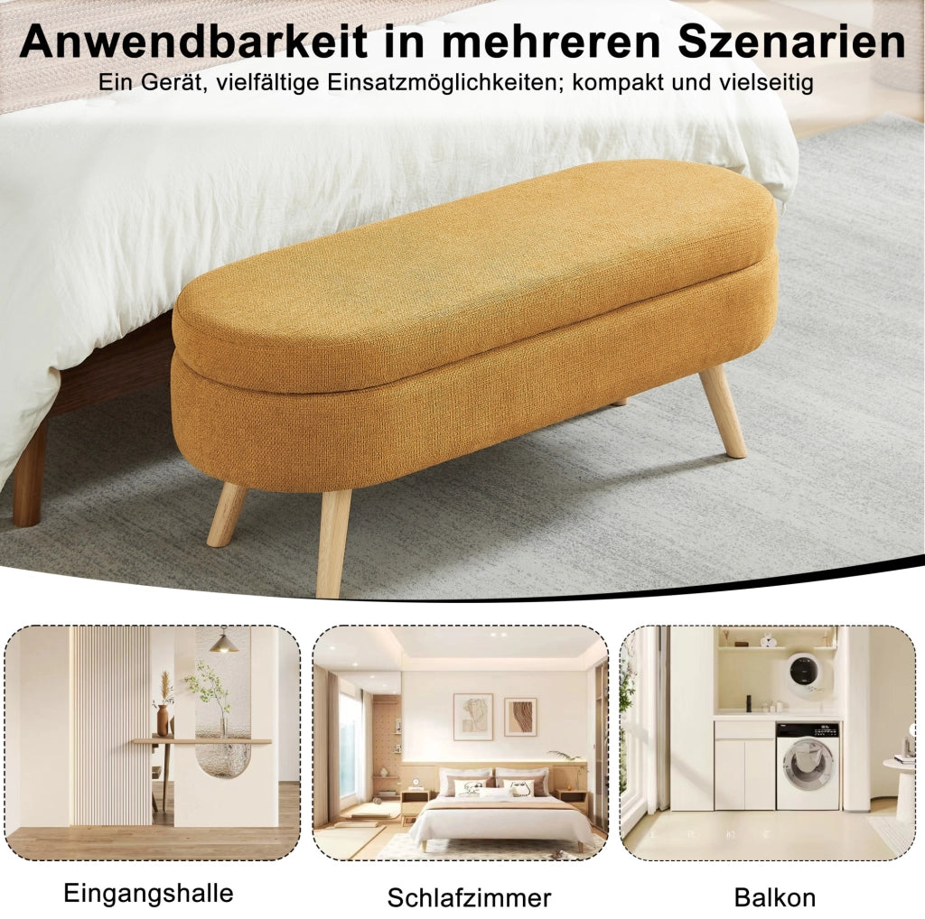Panca con spazio contenitore 110 cm rivestita in chenille, ideale per ingresso, camera o soggiorno