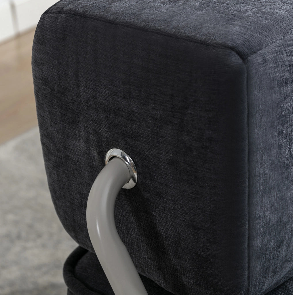 Divano letto pieghevole 186x93 cm con rivestimento in ciniglia grigia