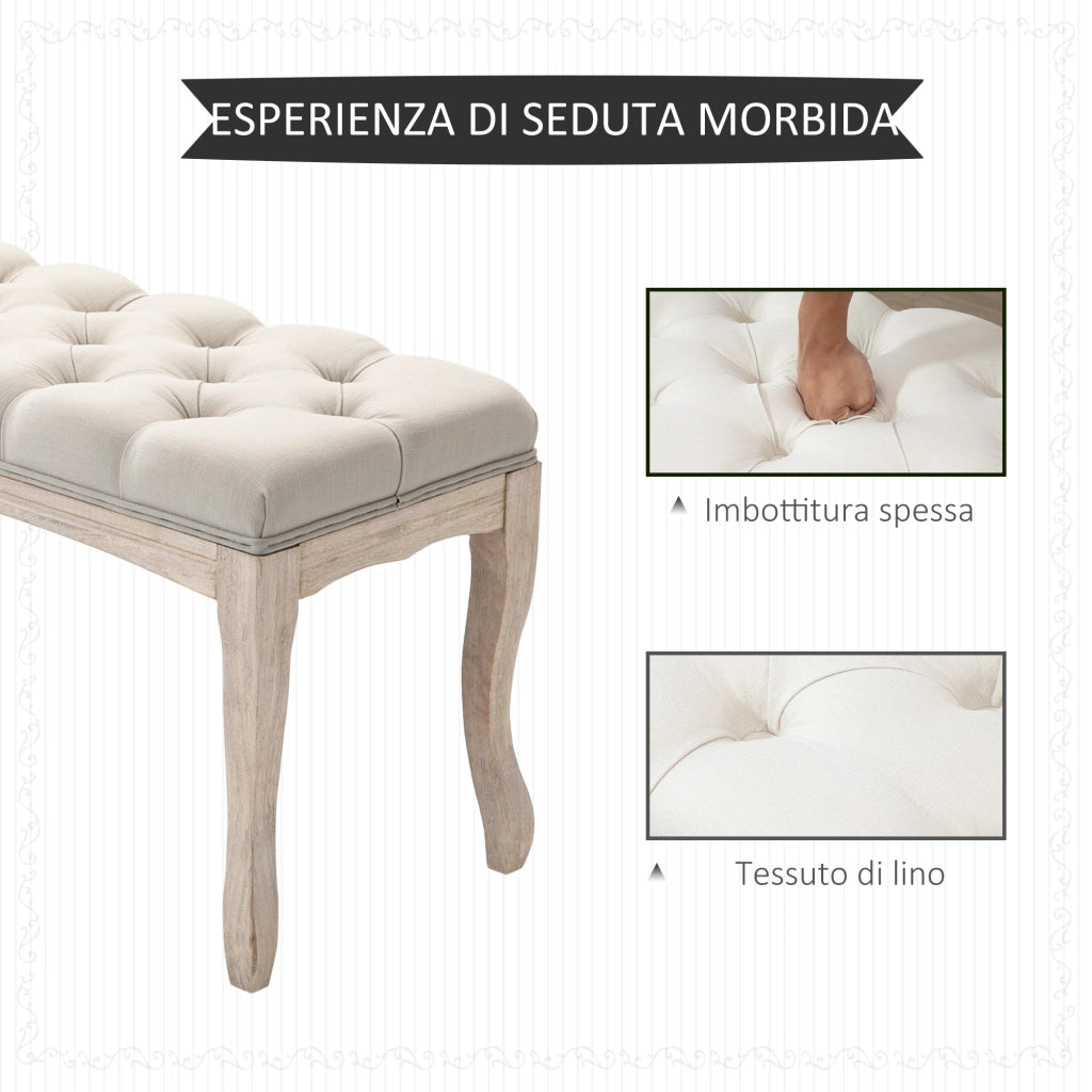 Panca letto ¨C zephmum ¨C Tessuto beige, legno, 110x40x48