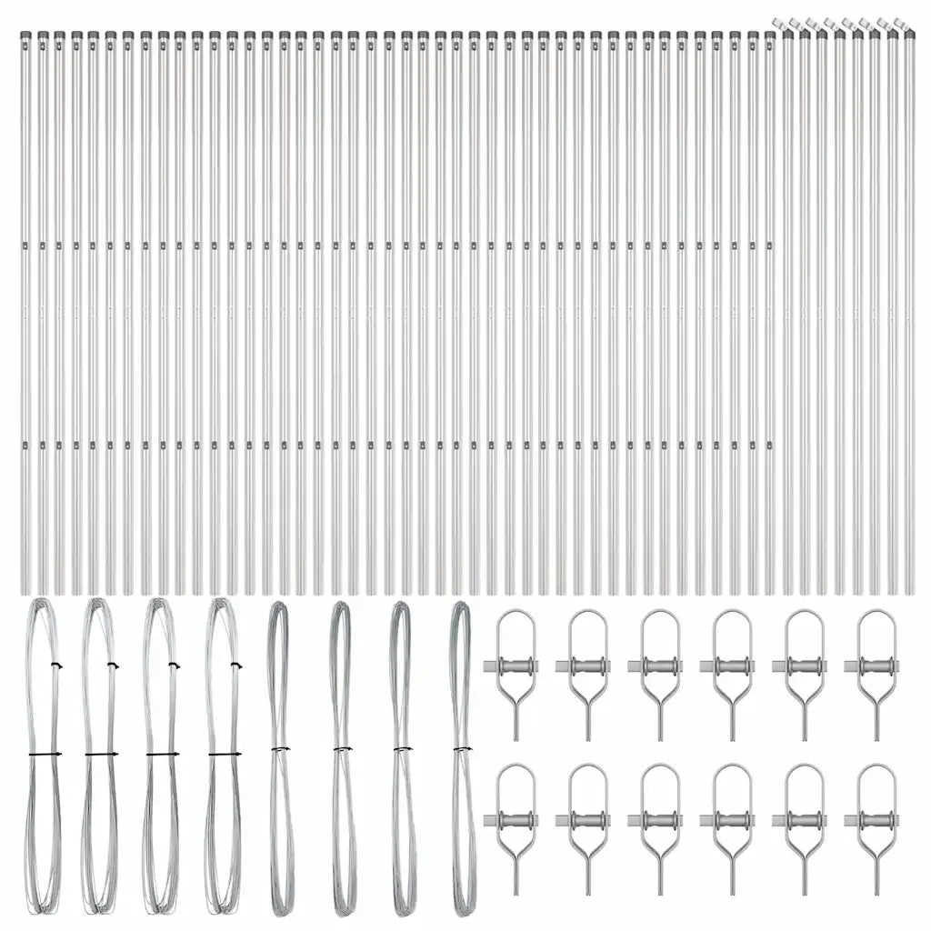 Palo della recinzione 52 pcs Grigio 3,2 x 3,2 x 190 cm