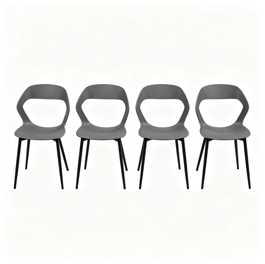 Set di 4 sedie da pranzo 51x44x83 cm in PP grigio con gambe in metallo
