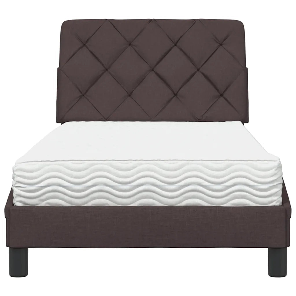 Letto con Materasso Marrone Scuro 90x190 cm in Tessuto