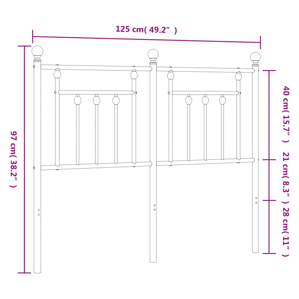 Testiera di Ricambio in Metallo Nero 120 cm 353568