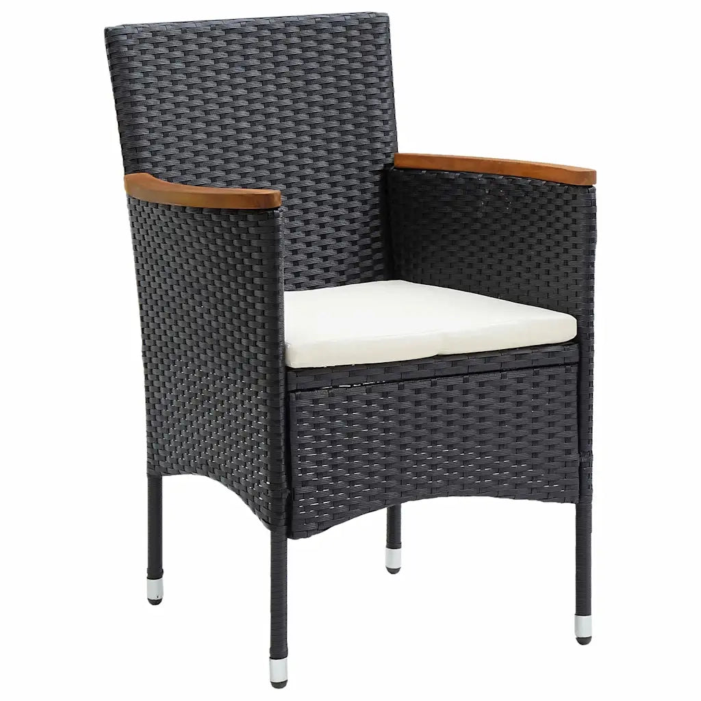Set da Pranzo per Giardino con cuscino 5 pcs Nero polyrattan 3379753