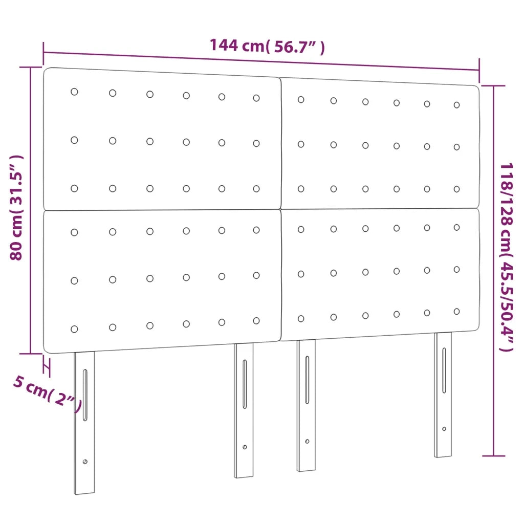 Testiera | Testata Nera 144x5x118/128 cm in Similpelle