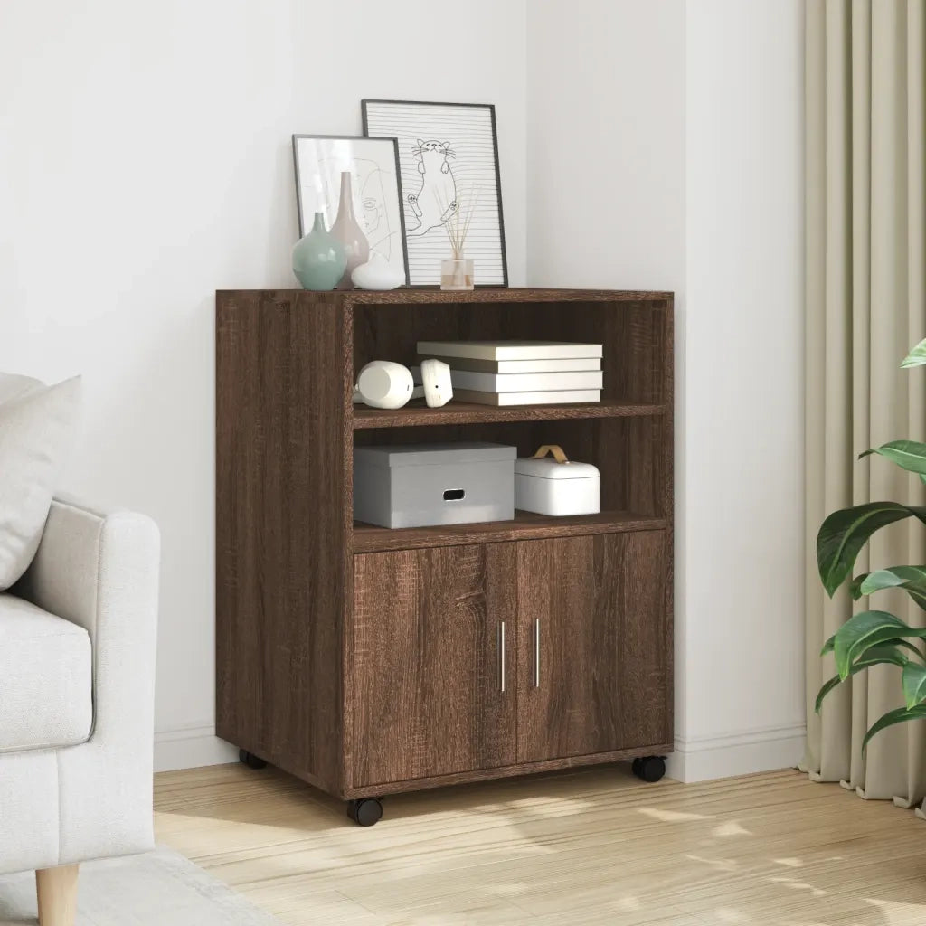 Armadietto con Ruote Rovere Marrone 60x48x81 cm in Truciolato 853170