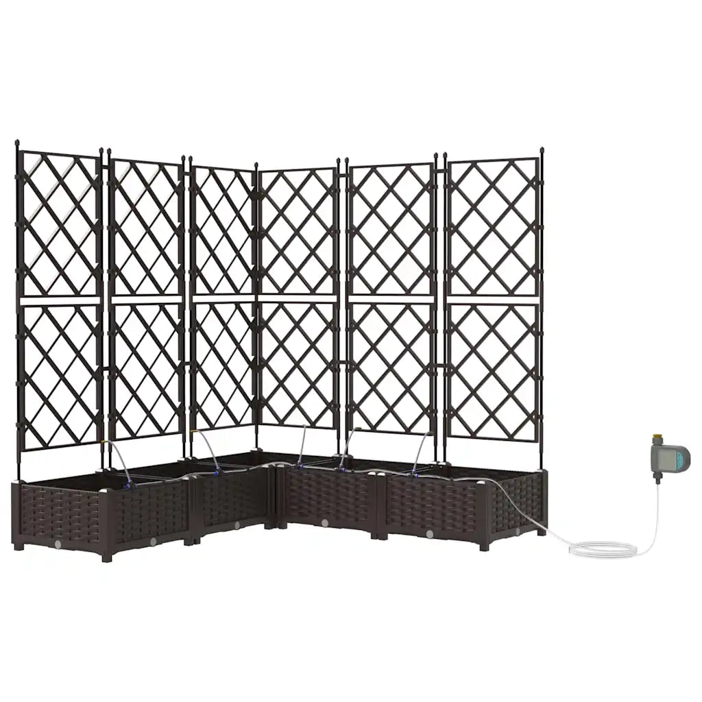 Fioriere | Cassetta per fiori | Vaso da giardino 5 pz Marrone 120 x 120 x 126 cm Plastica