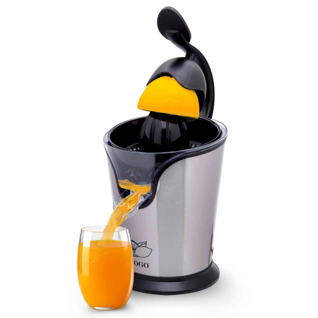 Spremiagrumi elettrico con leva manuale, 2 coni per arance e limoni, corpo acciaio inox 100W, sistema antigoccia - SOGO