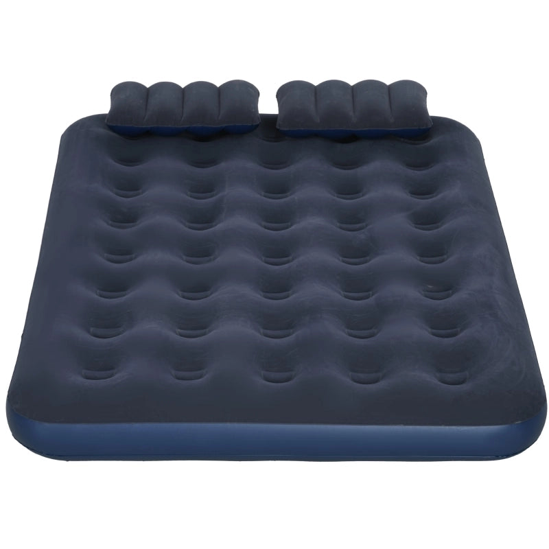 MATERASSO GONFIABILE 203x152x22 cm Blu con pompa manuale e 2 cuscini