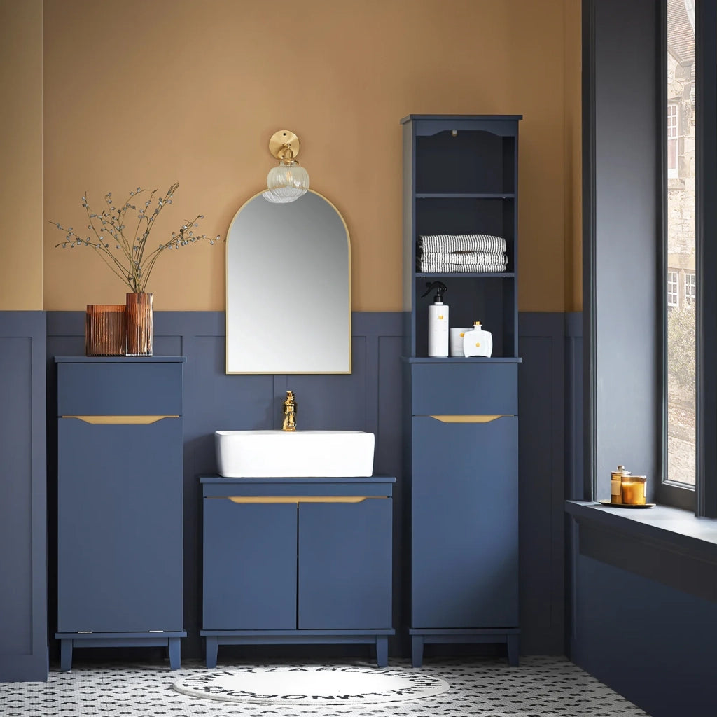 Mobile Alto Da Bagno Mobile Colonna Bagno Salvaspazio Armadio Da Terra Colore Blu 35x30x170 Cm BZR112-B SoBuy