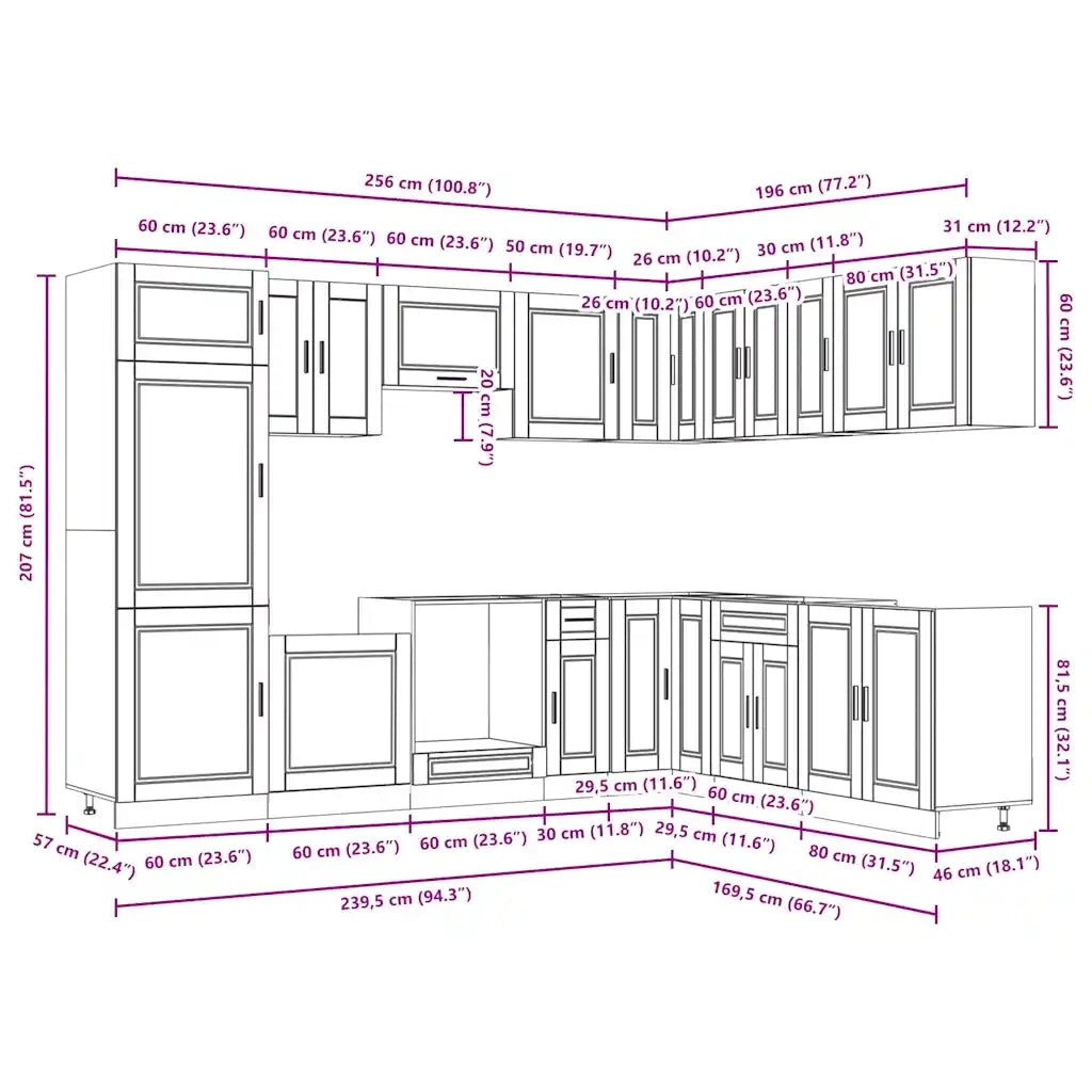 Set Mobili da Cucina 14 pz Porto Neri Legno Multistrato 3314992