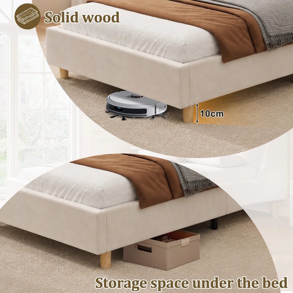 Letto imbottito per bambini in velluto 90 x 200 cm, letto singolo con luce da lettura, USB, Type-C, testiera trapuntata e rete a doghe, beige