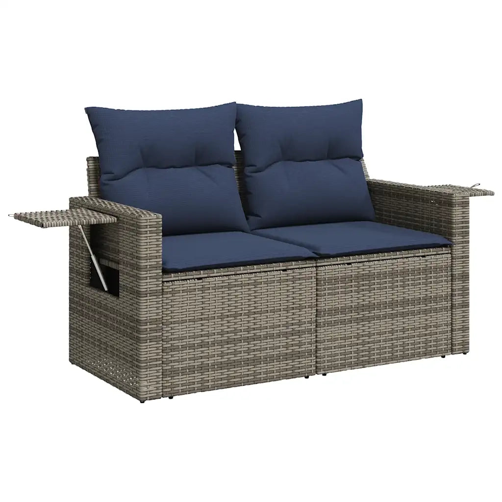 Set Divani da Giardino 7 pz con Cuscini Grigio in Polyrattan 3224689