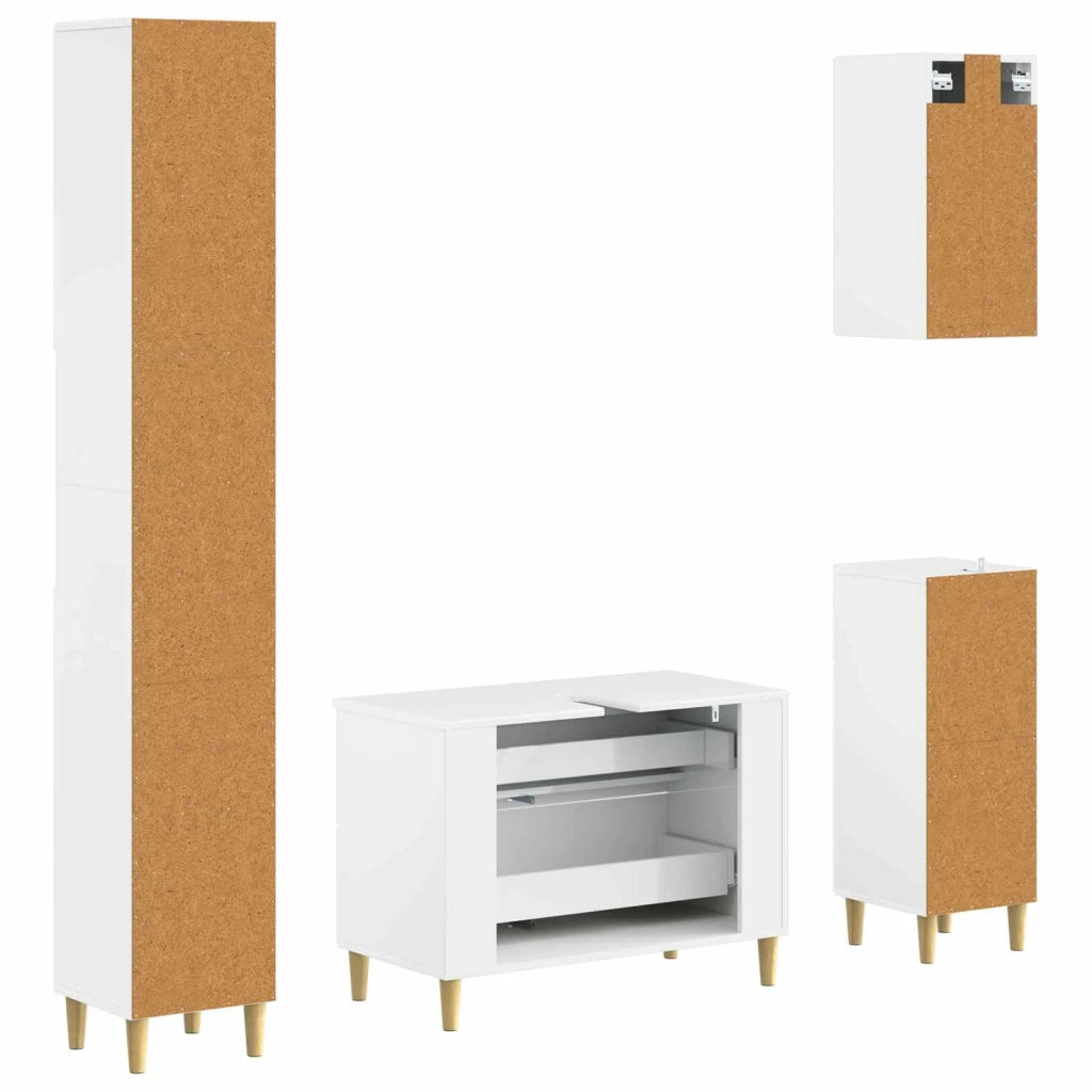 Set di Mobili da Bagno da 4 Pezzi DELFT Bianco Lucido 3417949