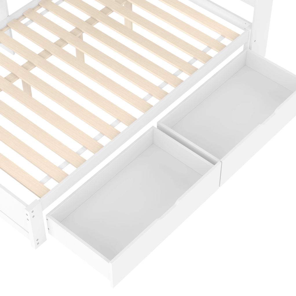 LETTO Sofà letto 140x200 cm Bianco con 2 cassetti, prese e 2 porte USB