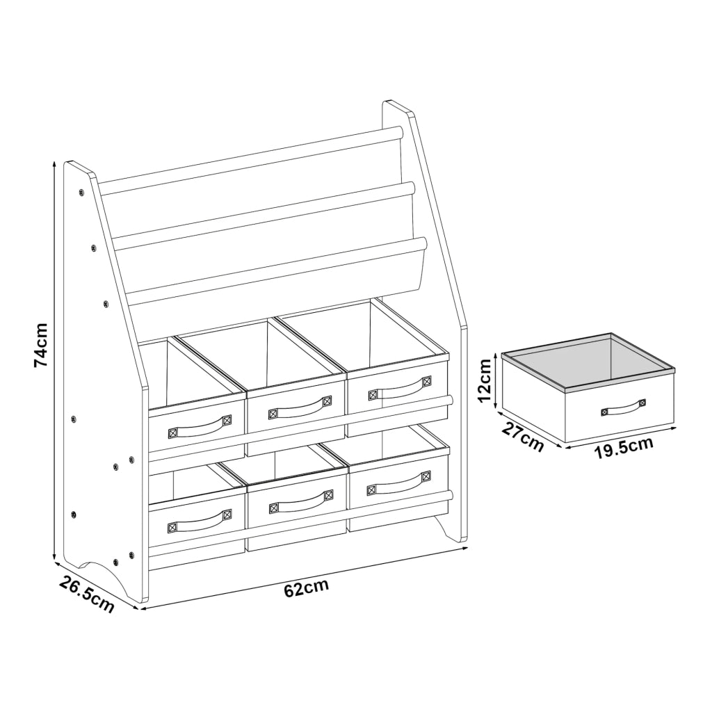 Scaffale dal design senza tempo per soggiorno/camera da letto mobile contenitore per bambini Ponteceso con 6 scomparti aperti bianco/rosa/viola 03_0011181