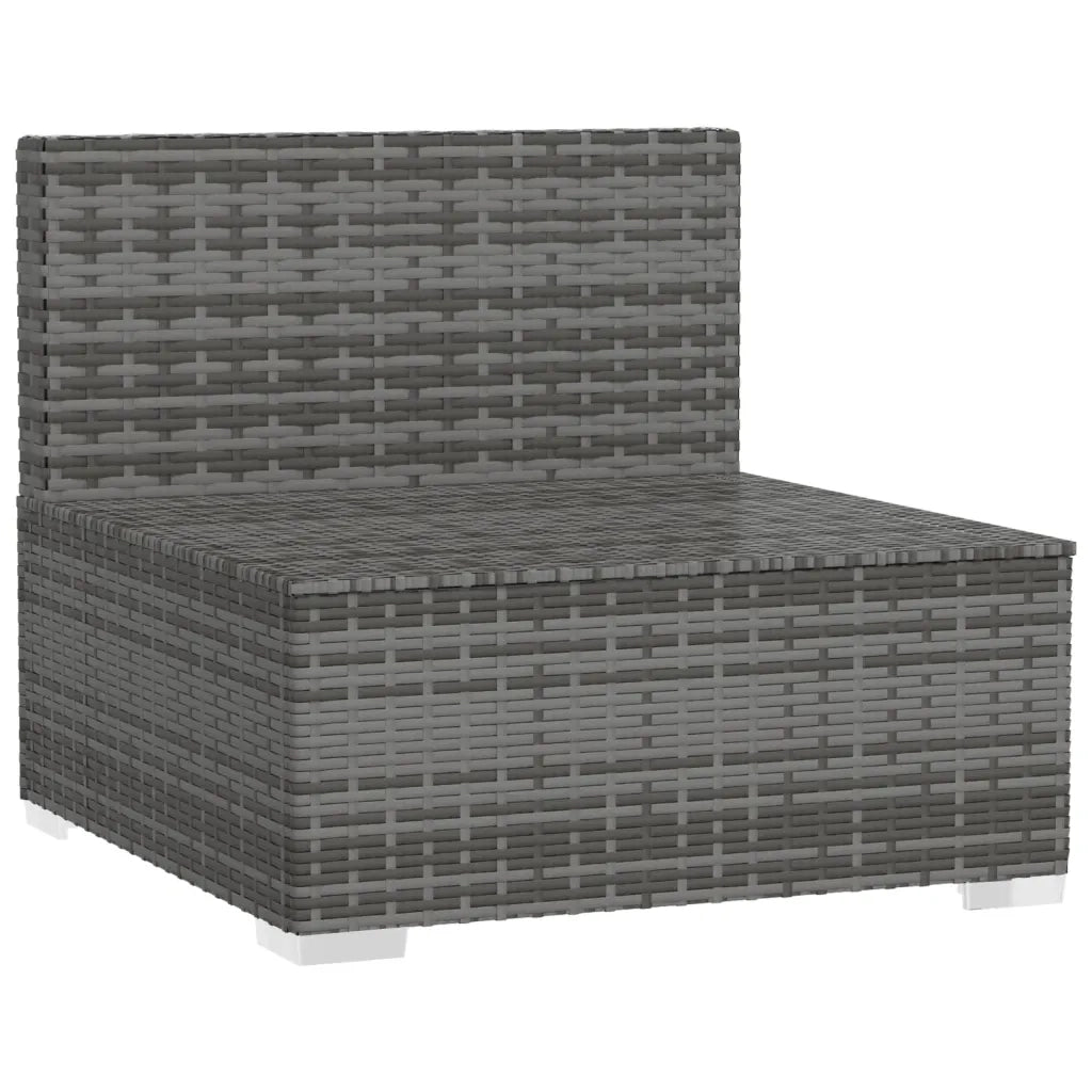 Divano a 3 Posti con Cuscini in Polyrattan Grigio 317517