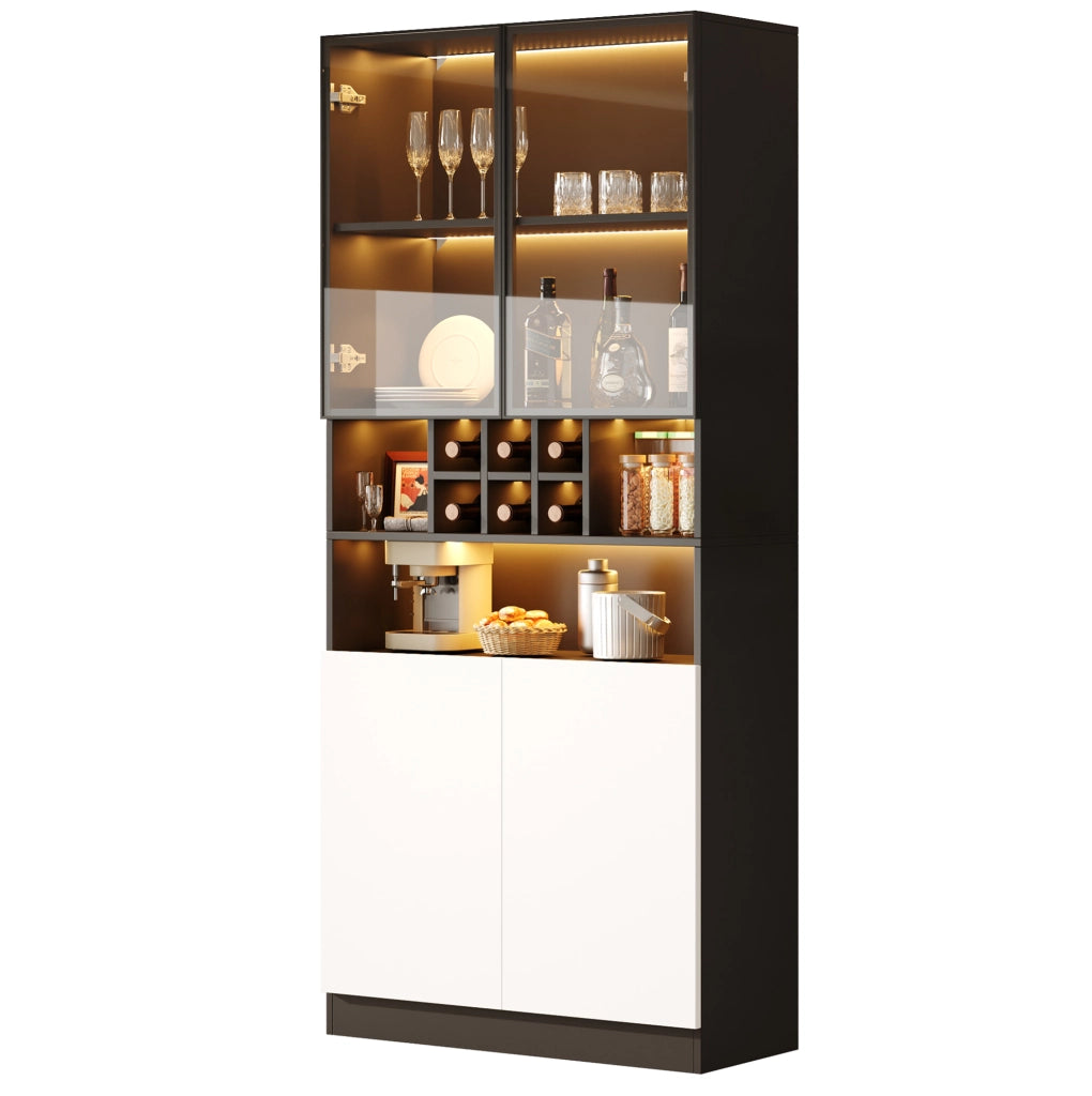 Vetrina alta in vetro con LED; 80x30x180 cm; truciolare e vetro temperato