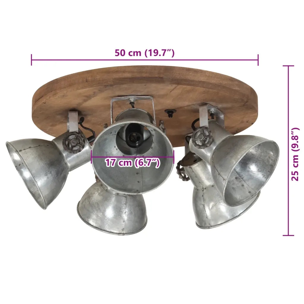 Plafoniera industriale design vintage salone ufficio 50 x 50 x 25 cm in ferro argento 02_0047488