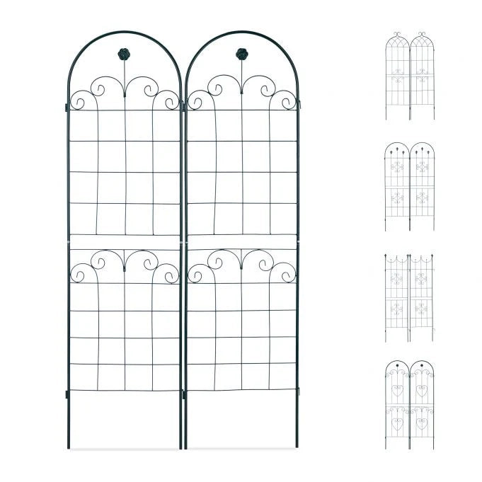 Recinzione a traliccio per piante rampicanti arco da giardino ferro set da 2 verde 13_0002896_2