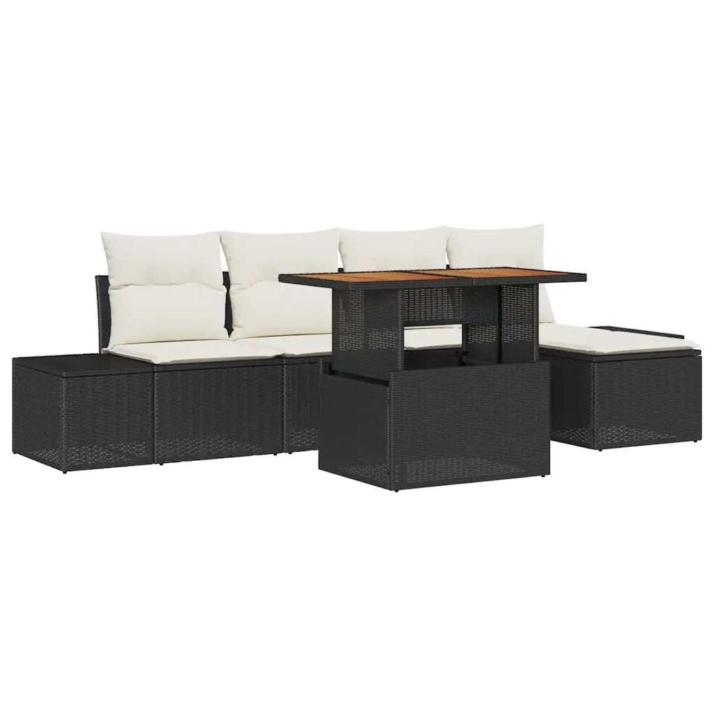 Set Divano da Giardino con archiviazione 6 pcs Nero Poly Rattan 3358686