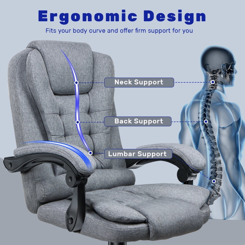 Sedia da ufficio,  Sedia girevole ergonomica con braccioli, altezza regolabile, per ufficio domestico e gaming, grigio scuro